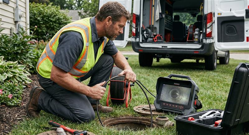Sewer camera inspection and drain cleaning project